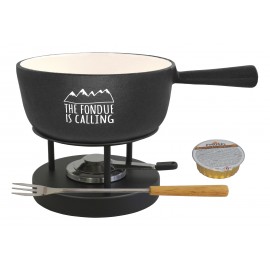 Fondue Set "The fondue is calling" black